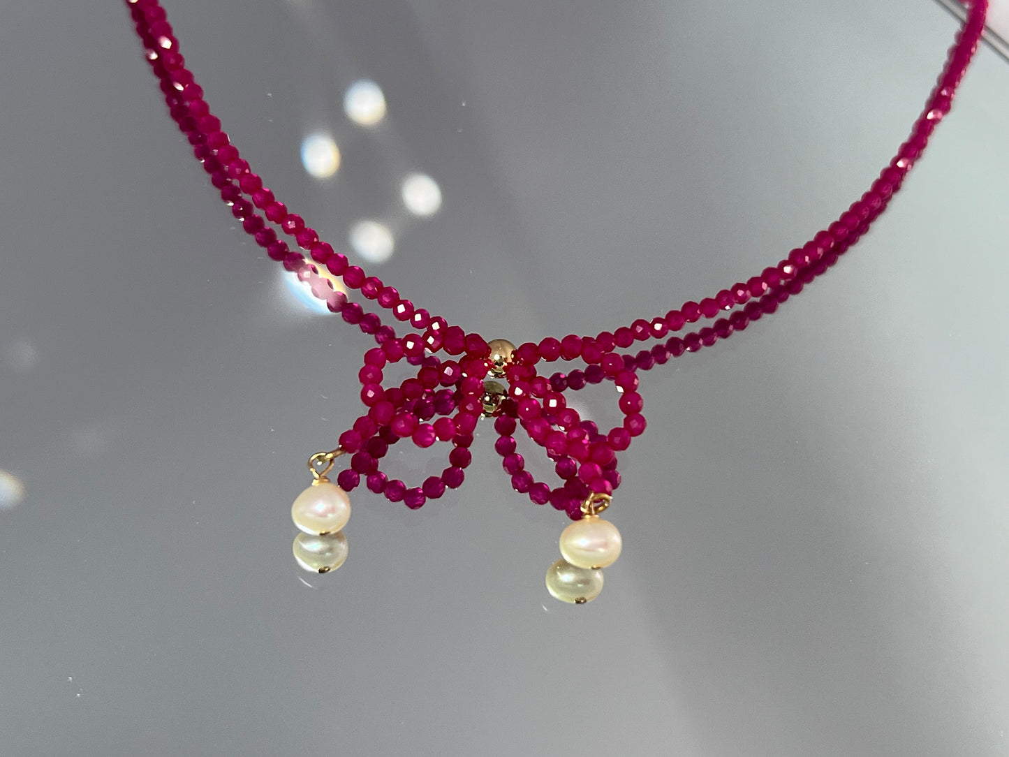 Glamour Knot: Gemstone Bow Necklace